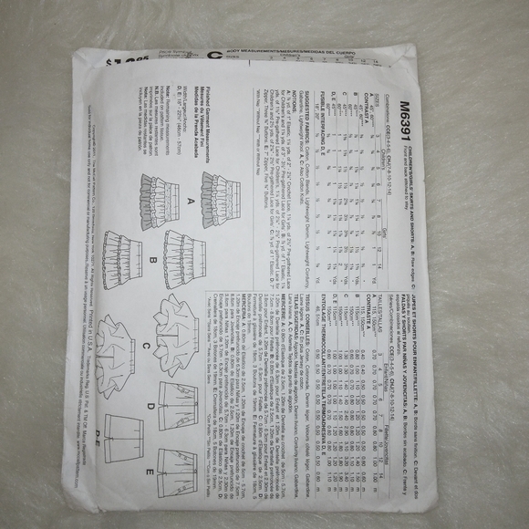 MCCALL'S M6391 Children's skirts and shorts, EASY , size 7-8-10-12-14 - Picture 5 of 5